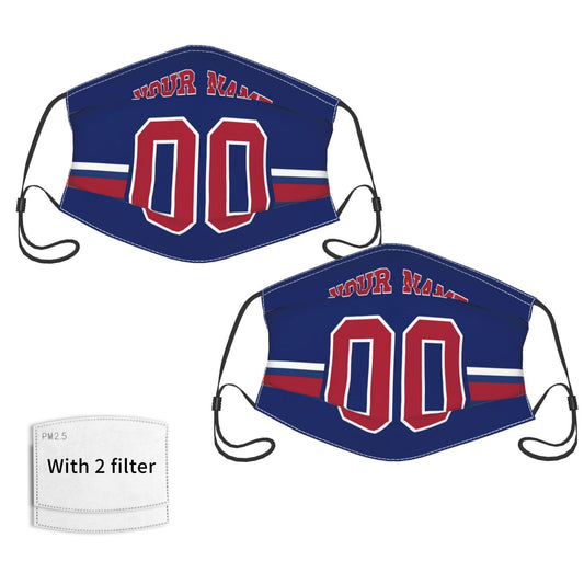 2-Pack New York Giants Face Covering Football Team Decorative Adult Face Mask With Filters PM 2.5 Royal Red