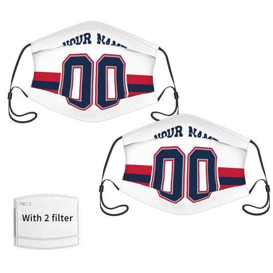 2-Pack New England Patriots Face Covering Football Team Decorative Adult Face Mask With Filters PM 2.5 White