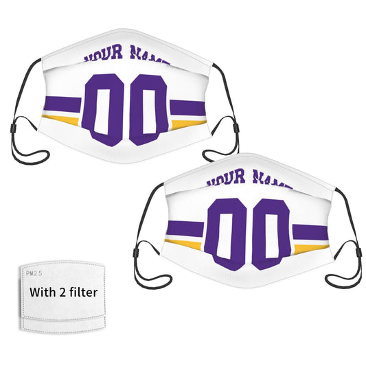 2-Pack Minnesota Vikings Face Covering Football Team Decorative Adult Face Mask With Filters PM 2.5 White