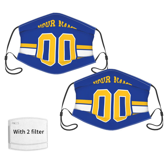 2-Pack Los Angeles Chargers Face Covering Football Team Decorative Adult Face Mask With Filters PM 2.5 Royal