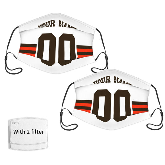 2-Pack Cleveland Browns Face Covering Football Team Decorative Adult Face Mask With Filters PM 2.5 White