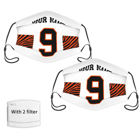 2-Pack Cincinnati Bengals Face Covering Football Team Decorative Adult Face Mask With Filters PM 2.5 White