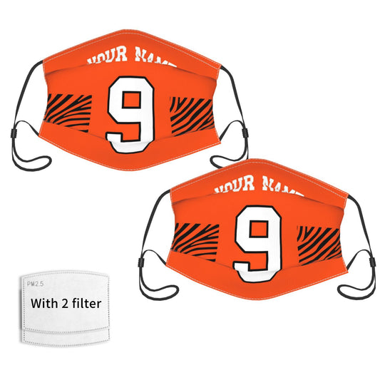 2-Pack Cincinnati Bengals Face Covering Football Team Decorative Adult Face Mask With Filters PM 2.5 Orange