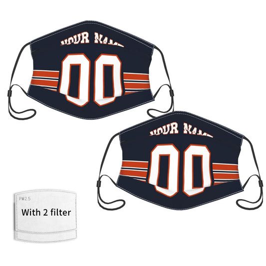 2-Pack Chicago Bears Face Covering Football Team Decorative Adult Face Mask With Filters PM 2.5 Navy