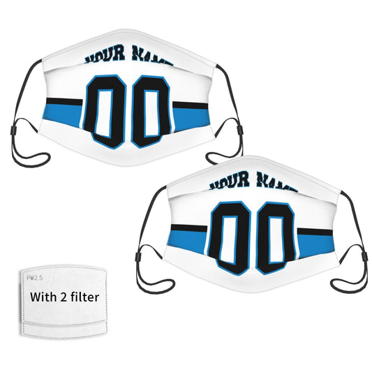 2-Pack Carolina Panthers Face Covering Football Team Decorative Adult Face Mask With Filters PM 2.5 White
