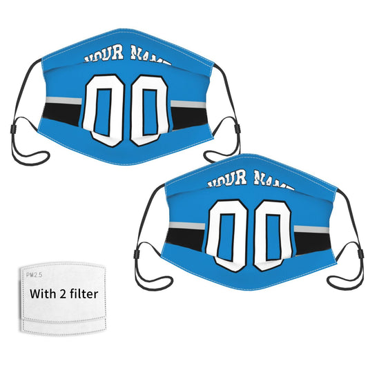 2-Pack Carolina Panthers Face Covering Football Team Decorative Adult Face Mask With Filters PM 2.5 Blue