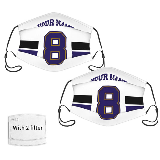 2-Pack Baltimore Ravens Face Covering Football Team Decorative Adult Face Mask With Filters PM 2.5 White