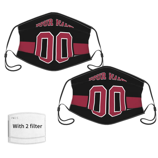 2-Pack Arizona Cardinals Face Covering Football Team Decorative Adult Face Mask With Filters PM 2.5 Black Red