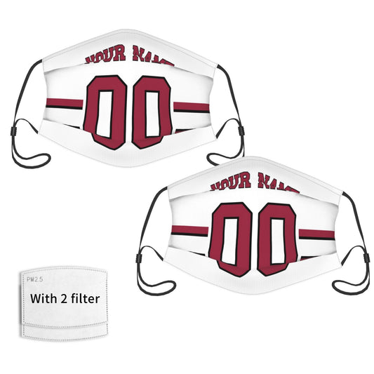 2-Pack Arizona Cardinals Face Covering Football Team Decorative Adult Face Mask With Filters PM 2.5 White