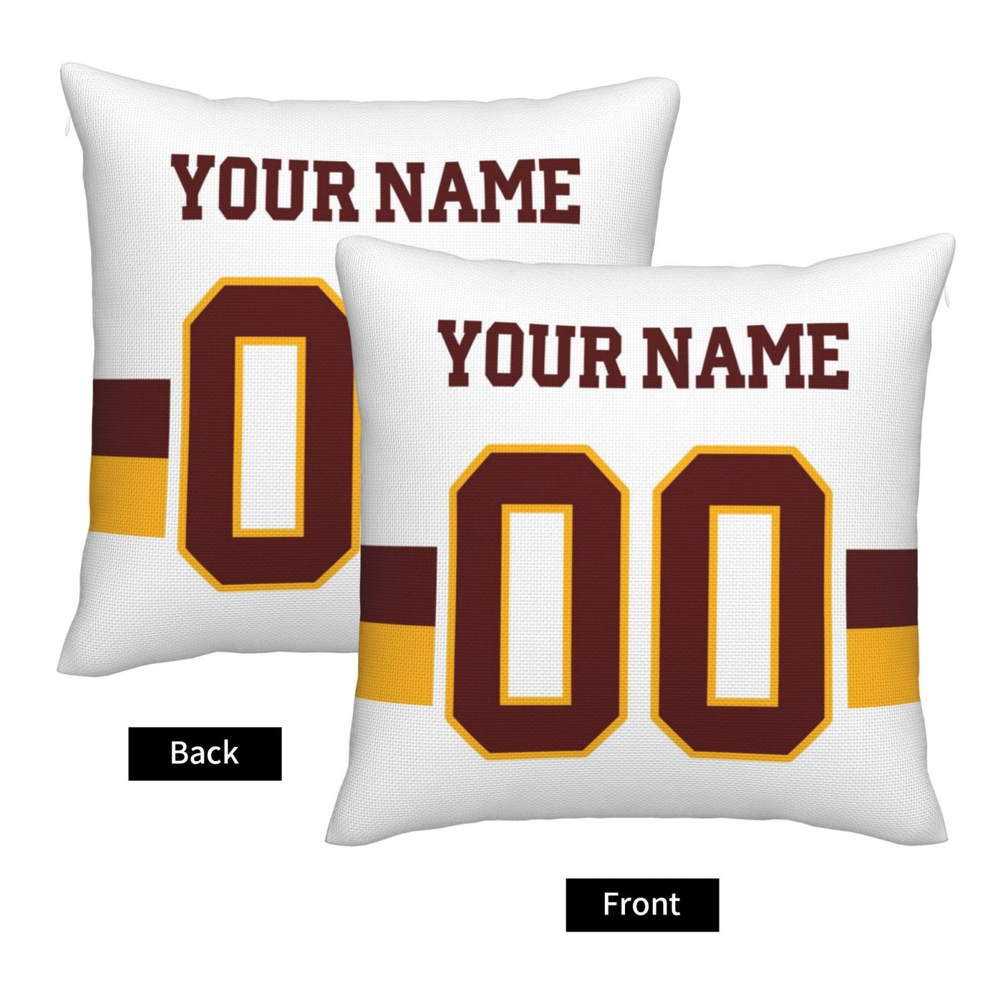 Custom White Washington Commanders Decorative Throw Pillow Case - Print Personalized Football Team Fans Name & Number Birthday Gift