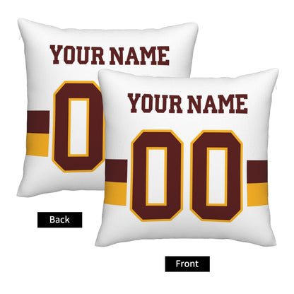 Custom White Washington Commanders Decorative Throw Pillow Case - Print Personalized Football Team Fans Name & Number Birthday Gift