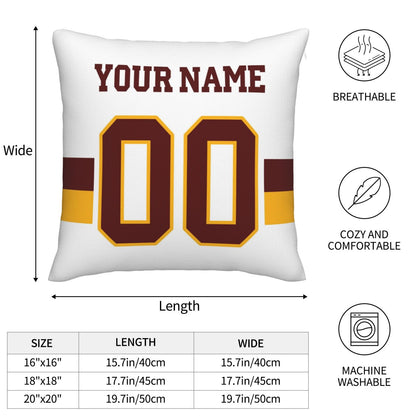Custom White Washington Commanders Decorative Throw Pillow Case - Print Personalized Football Team Fans Name & Number Birthday Gift