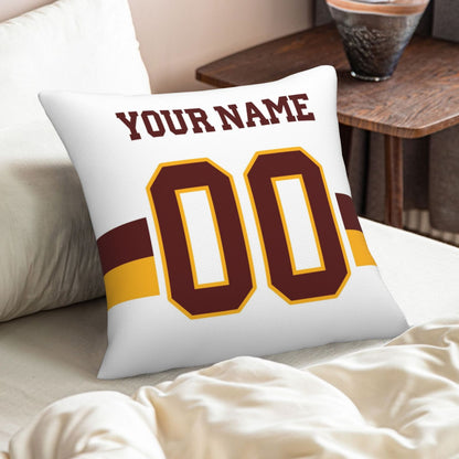 Custom White Washington Commanders Decorative Throw Pillow Case - Print Personalized Football Team Fans Name & Number Birthday Gift