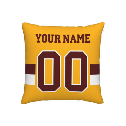 Custom Gold Washington Commanders Decorative Throw Pillow Case - Print Personalized Football Team Fans Name & Number Birthday Gift