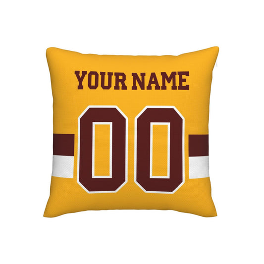 Custom Gold Washington Commanders Decorative Throw Pillow Case - Print Personalized Football Team Fans Name & Number Birthday Gift