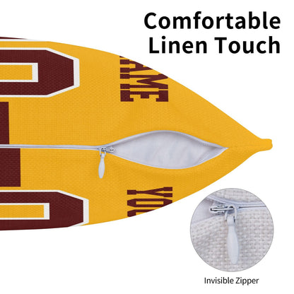 Custom Gold Washington Commanders Decorative Throw Pillow Case - Print Personalized Football Team Fans Name & Number Birthday Gift