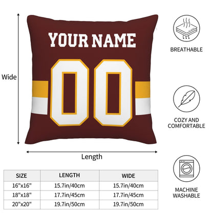 Custom Burgundy Washington Commanders Decorative Throw Pillow Case - Print Personalized Football Team Fans Name & Number Birthday Gift