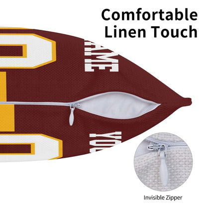 Custom Burgundy Washington Commanders Decorative Throw Pillow Case - Print Personalized Football Team Fans Name & Number Birthday Gift