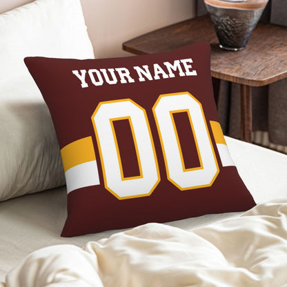 Custom Burgundy Washington Commanders Decorative Throw Pillow Case - Print Personalized Football Team Fans Name & Number Birthday Gift