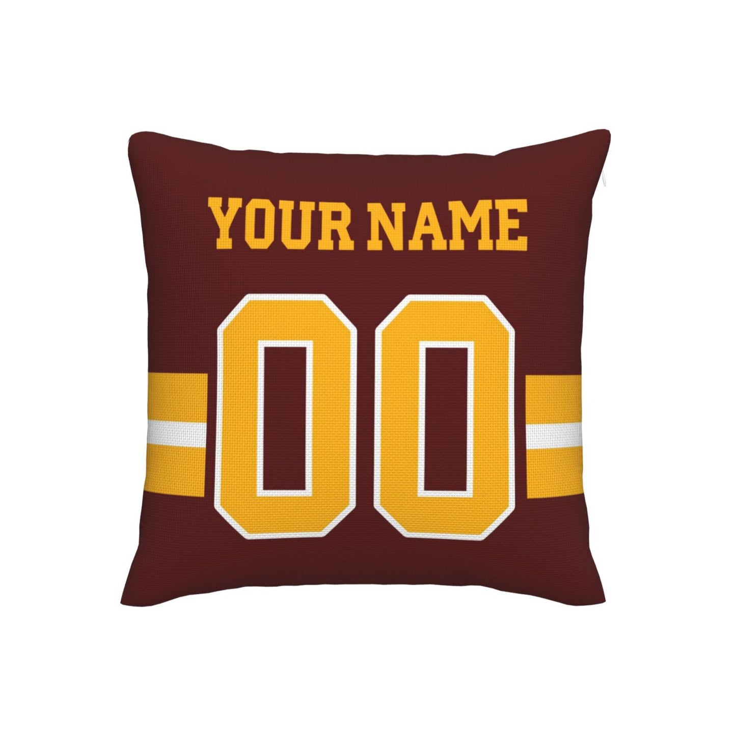 Custom Burgundy Gold Washington Commanders Decorative Throw Pillow Case - Print Personalized Football Team Fans Name & Number Birthday Gift