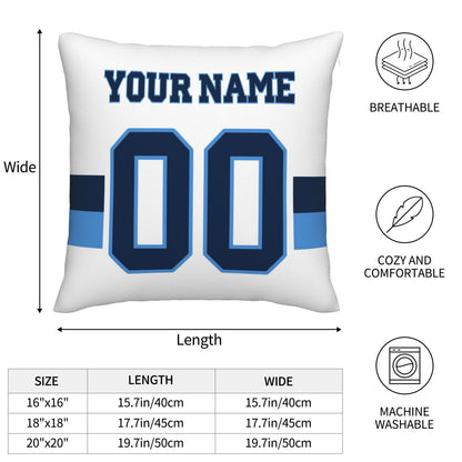 Custom White Tennessee Titans Decorative Throw Pillow Case - Print Personalized Football Team Fans Name & Number Birthday Gift