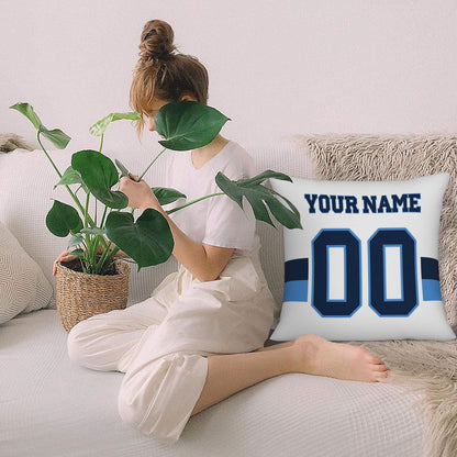 Custom White Tennessee Titans Decorative Throw Pillow Case - Print Personalized Football Team Fans Name & Number Birthday Gift