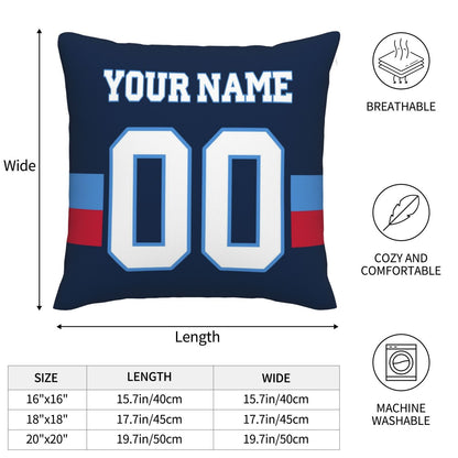 Custom Navy Tennessee Titans Decorative Throw Pillow Case - Print Personalized Football Team Fans Name & Number Birthday Gift