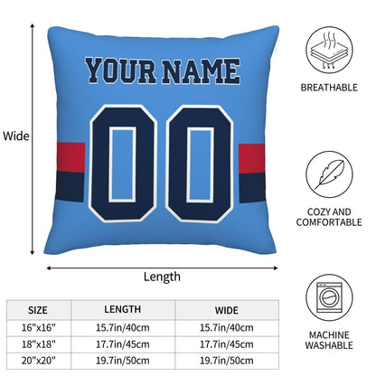 Custom Light Blue Tennessee Titans Decorative Throw Pillow Case - Print Personalized Football Team Fans Name & Number Birthday Gift