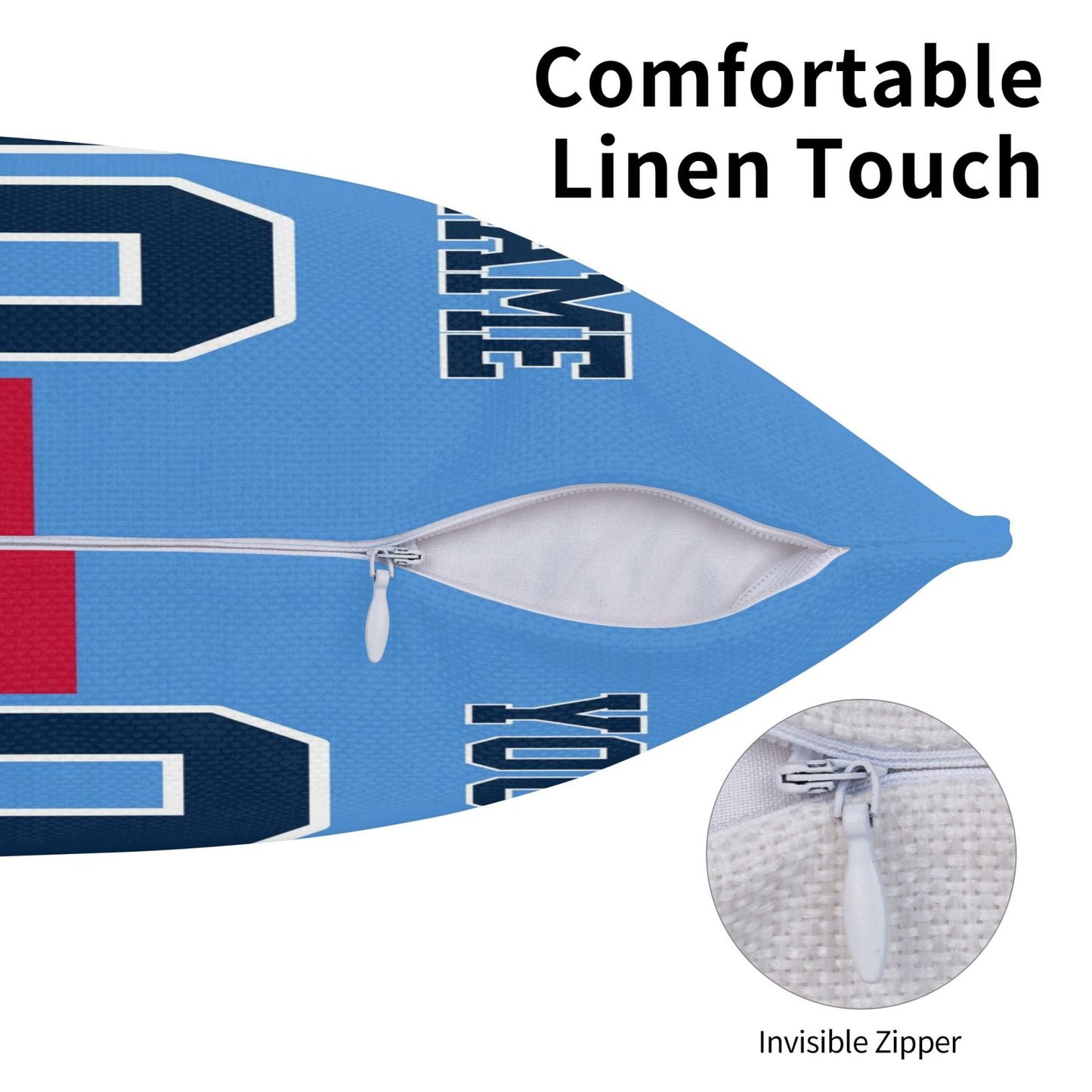 Custom Light Blue Tennessee Titans Decorative Throw Pillow Case - Print Personalized Football Team Fans Name & Number Birthday Gift