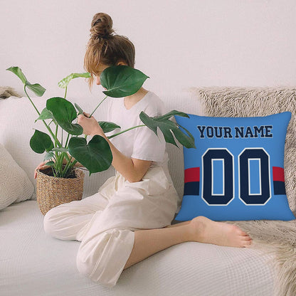 Custom Light Blue Tennessee Titans Decorative Throw Pillow Case - Print Personalized Football Team Fans Name & Number Birthday Gift