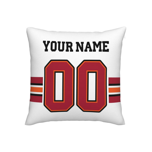 Custom White Tampa Bay Buccaneers Decorative Throw Pillow Case - Print Personalized Football Team Fans Name & Number Birthday Gift
