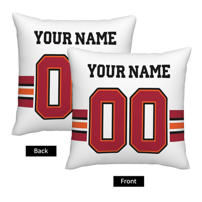 Custom White Tampa Bay Buccaneers Decorative Throw Pillow Case - Print Personalized Football Team Fans Name & Number Birthday Gift