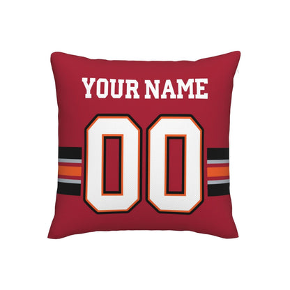 Custom Red Tampa Bay Buccaneers Decorative Throw Pillow Case - Print Personalized Football Team Fans Name & Number Birthday Gift