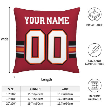 Custom Red Tampa Bay Buccaneers Decorative Throw Pillow Case - Print Personalized Football Team Fans Name & Number Birthday Gift