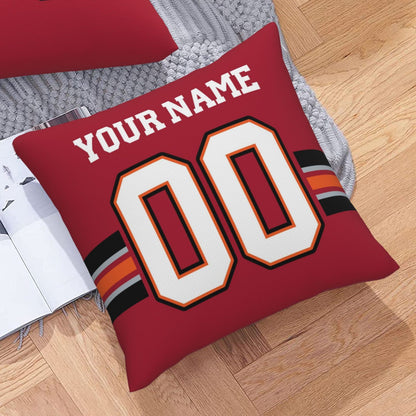 Custom Red Tampa Bay Buccaneers Decorative Throw Pillow Case - Print Personalized Football Team Fans Name & Number Birthday Gift
