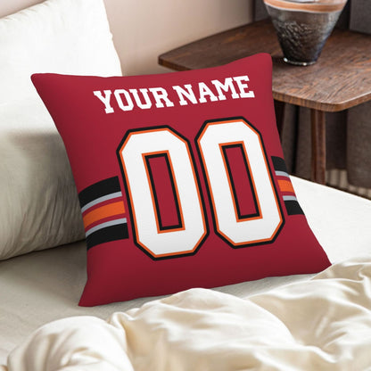 Custom Red Tampa Bay Buccaneers Decorative Throw Pillow Case - Print Personalized Football Team Fans Name & Number Birthday Gift