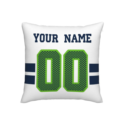 Custom White Seattle Seahawks Decorative Throw Pillow Case - Print Personalized Football Team Fans Name & Number Birthday Gift