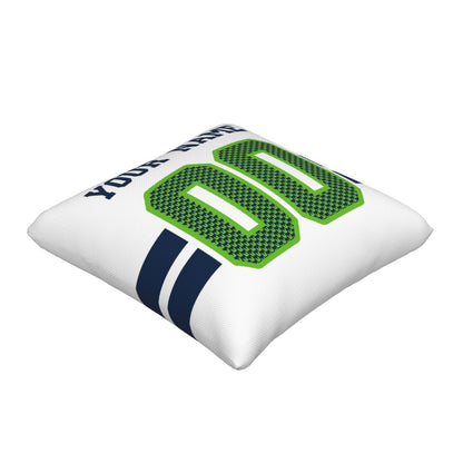 Custom White Seattle Seahawks Decorative Throw Pillow Case - Print Personalized Football Team Fans Name & Number Birthday Gift
