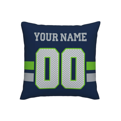 Custom Navy Seattle Seahawks Decorative Throw Pillow Case - Print Personalized Football Team Fans Name & Number Birthday Gift