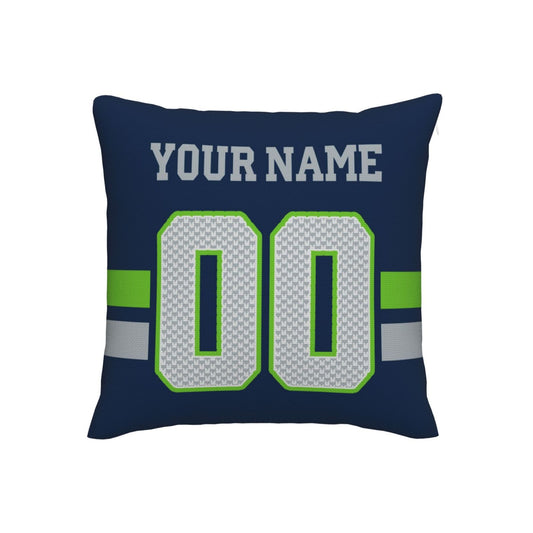 Custom Navy Seattle Seahawks Decorative Throw Pillow Case - Print Personalized Football Team Fans Name & Number Birthday Gift