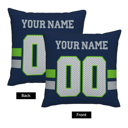 Custom Navy Seattle Seahawks Decorative Throw Pillow Case - Print Personalized Football Team Fans Name & Number Birthday Gift