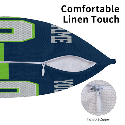 Custom Navy Seattle Seahawks Decorative Throw Pillow Case - Print Personalized Football Team Fans Name & Number Birthday Gift