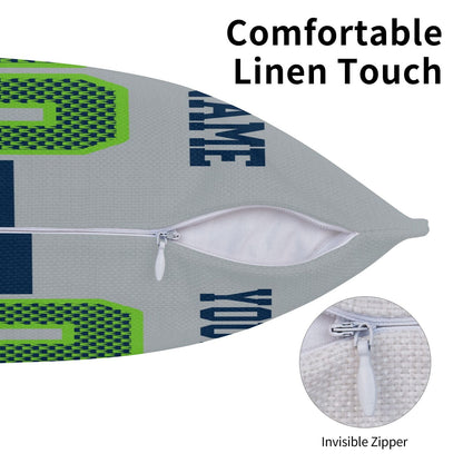 Custom Gray Seattle Seahawks Decorative Throw Pillow Case - Print Personalized Football Team Fans Name & Number Birthday Gift