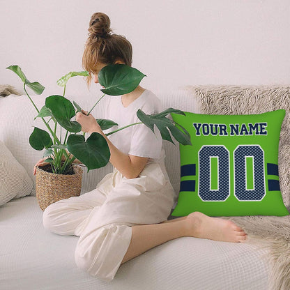 Custom Green Seattle Seahawks Decorative Throw Pillow Case - Print Personalized Football Team Fans Name & Number Birthday Gift