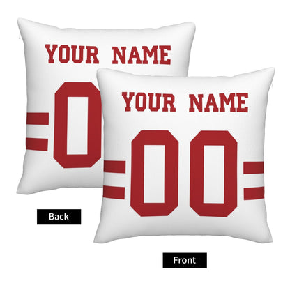 Custom Football Game San Francisco 49ers Decorative Throw Pillow Case Print Personalized Football Style Fans Name & Number Birthday Gift White