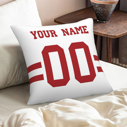 Custom Football Game San Francisco 49ers Decorative Throw Pillow Case Print Personalized Football Style Fans Name & Number Birthday Gift White
