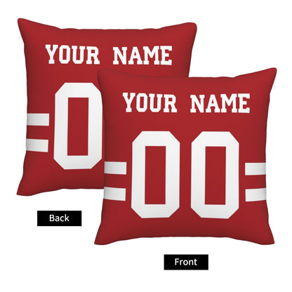 Custom Football Game San Francisco 49ers Decorative Throw Pillow Case Print Personalized Football Style Fans Name & Number Birthday Gift Red