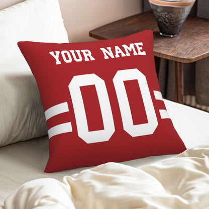 Custom Football Game San Francisco 49ers Decorative Throw Pillow Case Print Personalized Football Style Fans Name & Number Birthday Gift Red