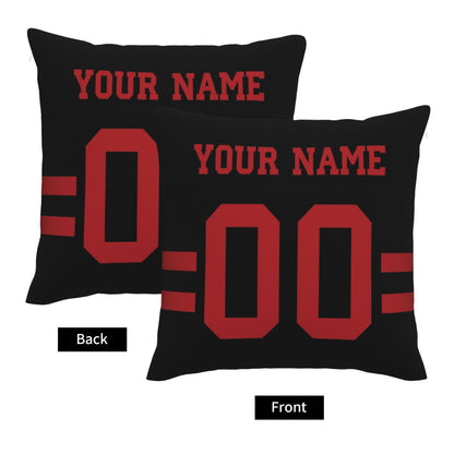 Custom Black San Francisco 49ers Decorative Throw Pillow Case - Print Personalized Football Team Fans Name & Number Birthday Gift