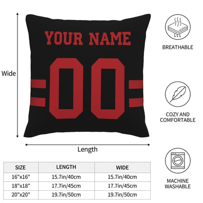 Custom Black San Francisco 49ers Decorative Throw Pillow Case - Print Personalized Football Team Fans Name & Number Birthday Gift